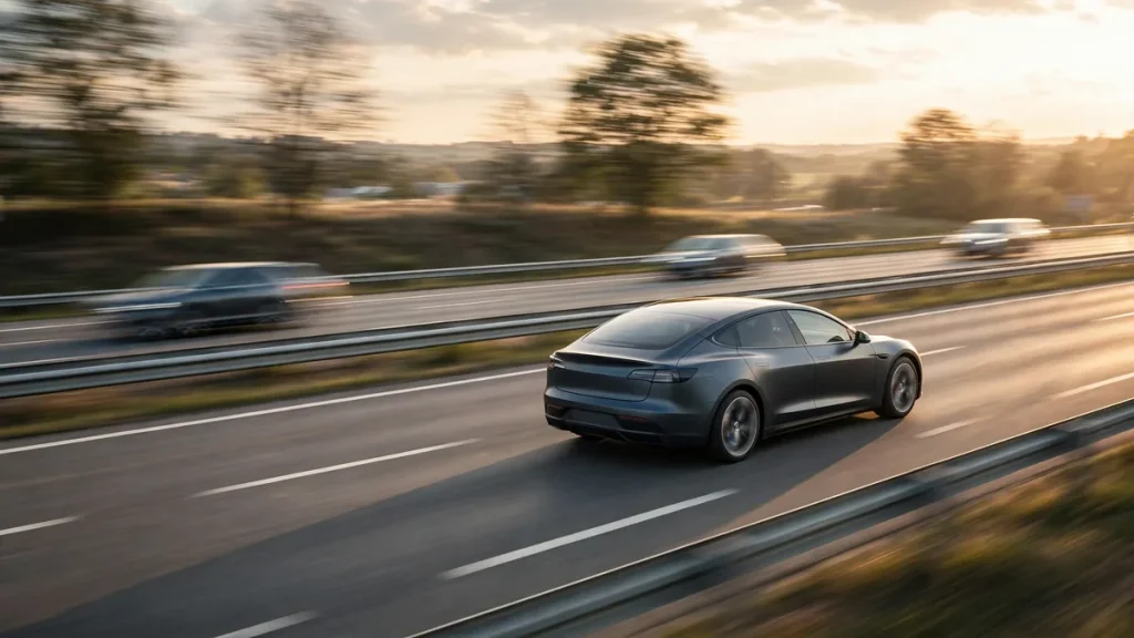 Electric car cruising at highway speed where drag cuts into range